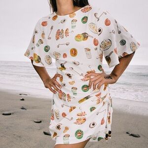 NWT Lisa Says Gah Caviar Dreams White Linen Belle Dress Size Large Brand New